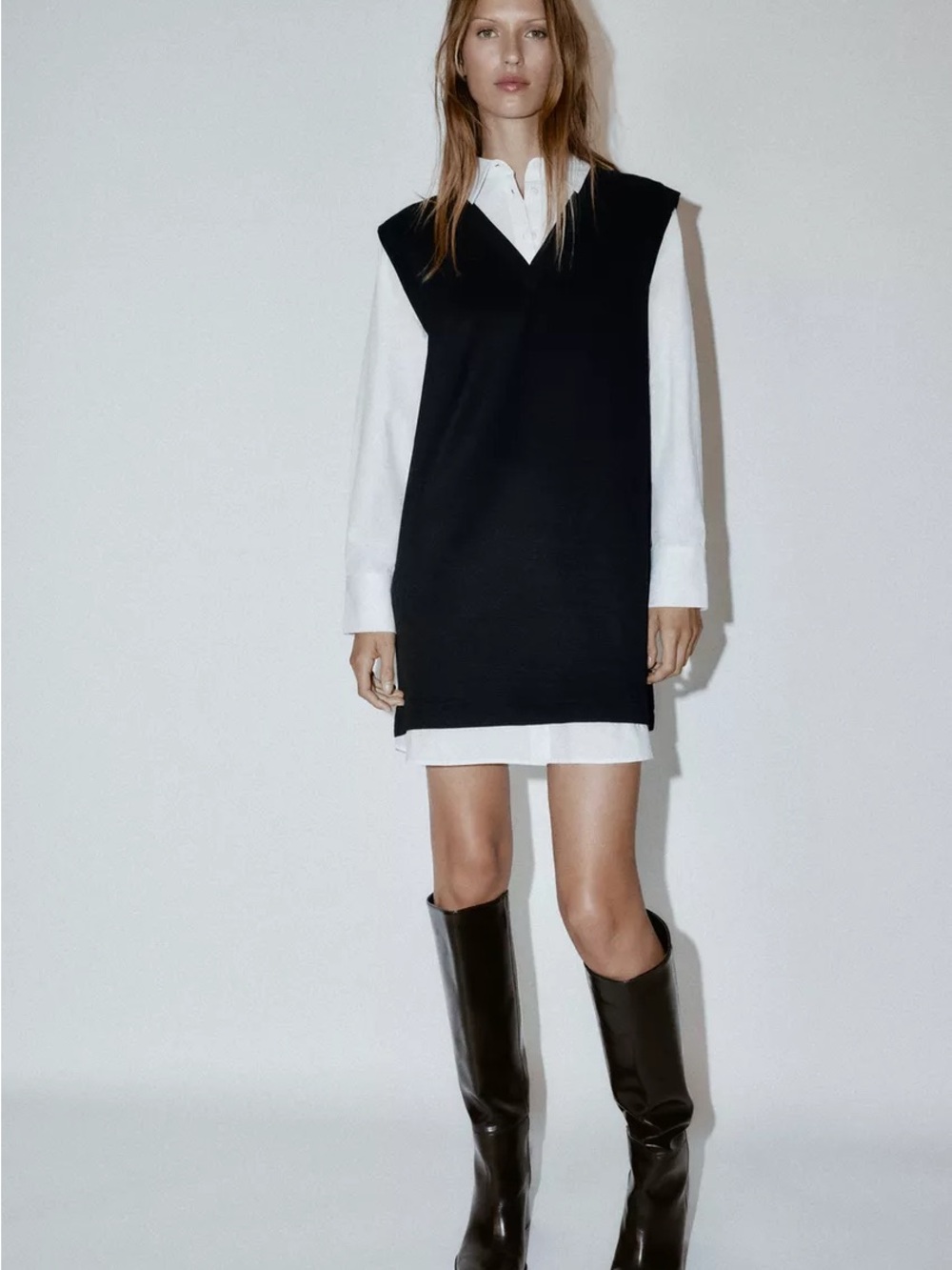 Zara combination poplin mini dress